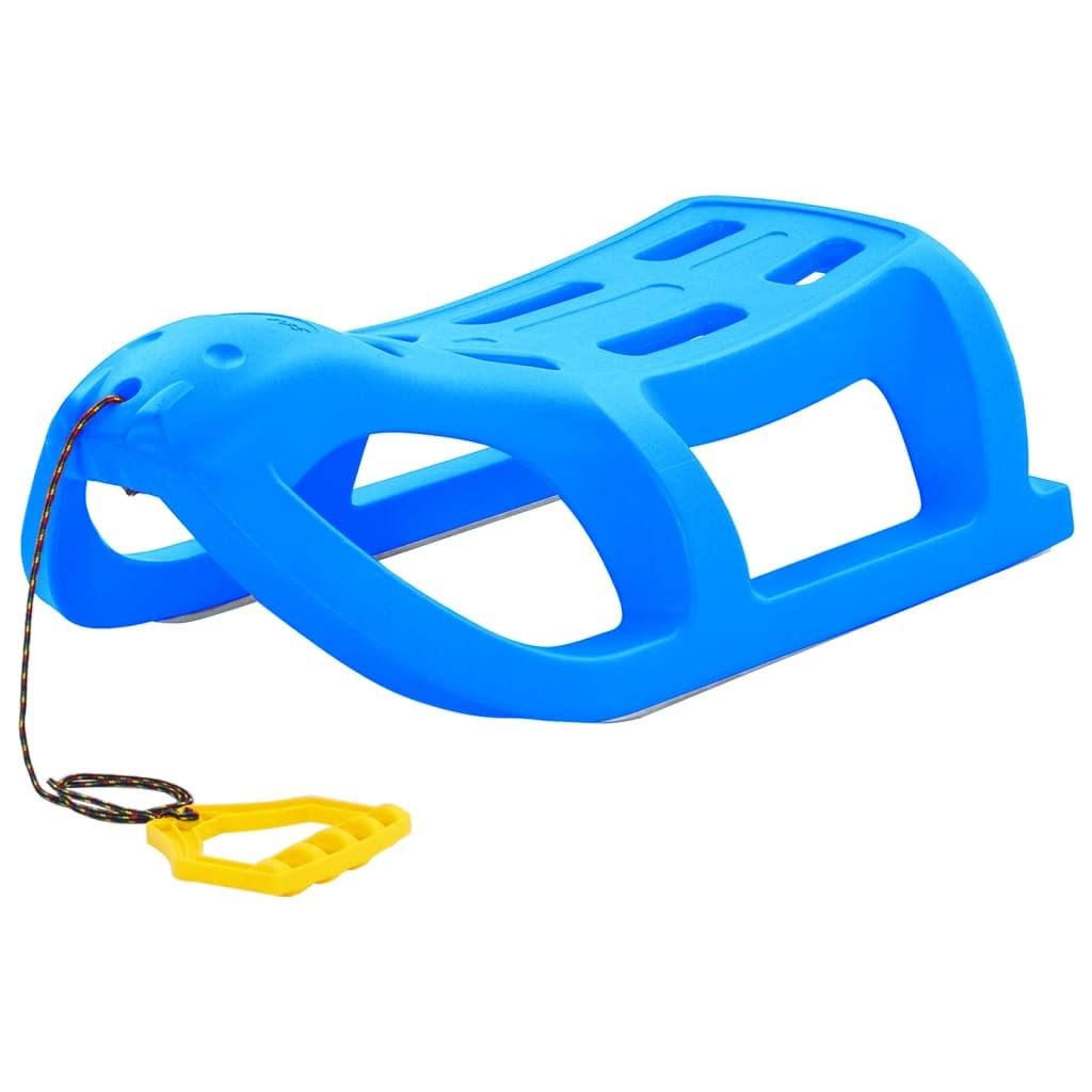Schlitten Blau 80x39,5x25,5 cm Polypropylen mit Stahlkufen Zugseil für Kinder Outdoor Winter Schnee Rodelspaß auf Piste und Berg