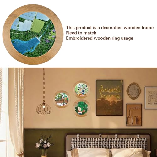3 PCS Wooden Embroidery Frame for Display, 8 Inch Round Decorative Embroidery Hoop Display Frame for Finished Cross Stitch, DIY Art Craft Sewing Ornaments (Not Included Hoop) - Thumbnail 4