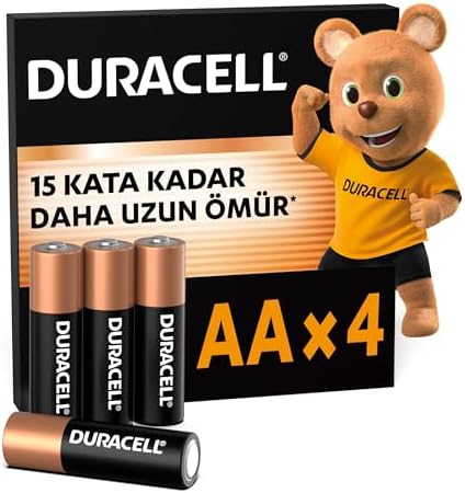 Duracell AA Alkalin Kalem Pil (4'lü paket) 1,5 V LR6/MN1500 - Görsel 1