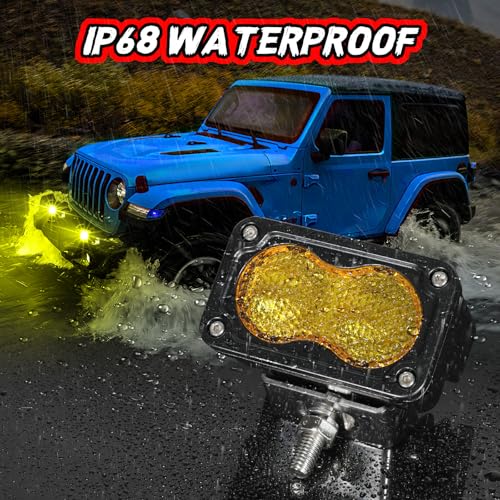 Image of 3 in LED Pod Light Yellow Off Road Fog Rear Light Bar 2Pcs | 40W Diffuse Bright CREE LED Work Cube Light Waterproof Backup Yellow LED Lights for Truck Pickup ATV UTV SUV Motorcycle Boat