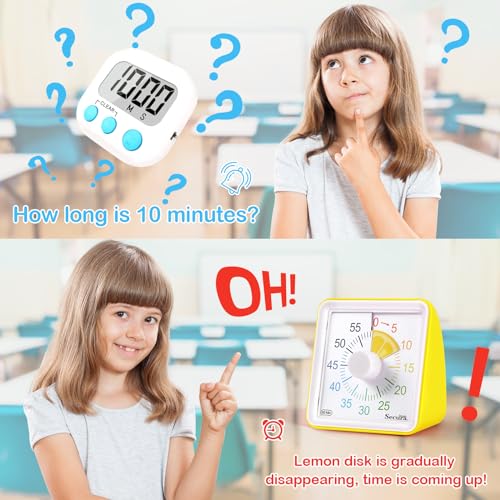 Secura Temporizador visual de 60 minutos, temporizador para crianças, temporizador de sala de aula,