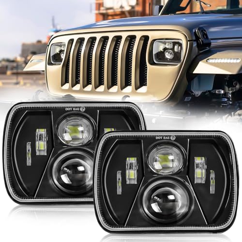 MAYELLO 5x7 Led Headlight/7x6 Led Headlights Hi/Low Sealed Beam Compatible with Jeep Cherokee XJ Wrangler YJ Ford Chevy GMC Dodge etc Replace for H6014 H6052 6054 H6054 H5054 H6054LL Headlights