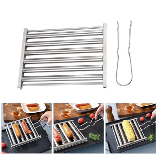 Estante de acero inoxidable para salchichas con mango cómodo 3