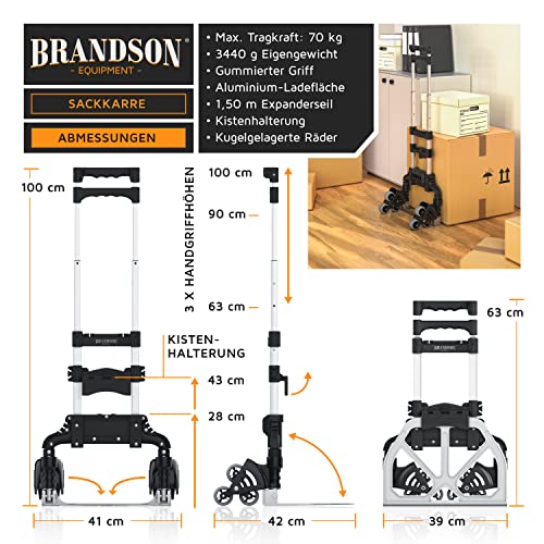 Brandson Sackkarre mit Treppensteigfunktion und klappbarem Design