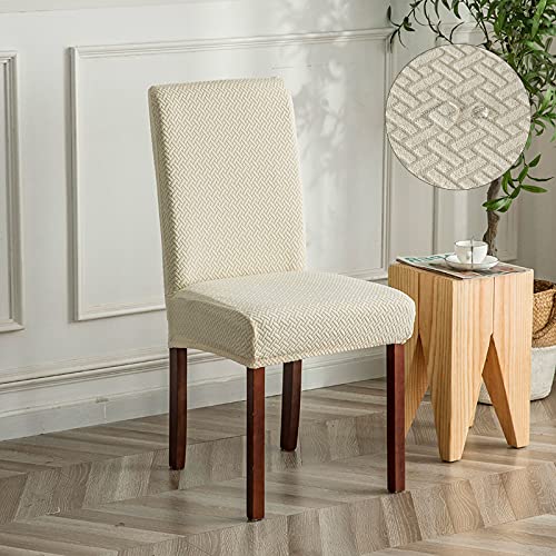 Genina Waterproof Chair Covers For Dining Room Set Of 4 Kitchen Chair Covers Parson Dining Chair Slipcover, Beige #TOP6