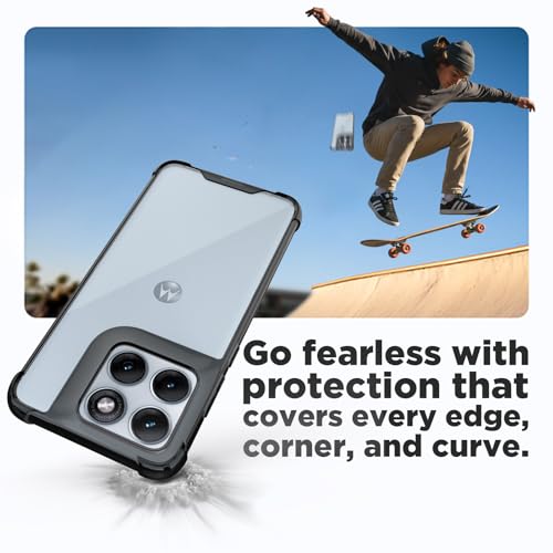 Image of RIGGEAR Shockproof Clear Hybrid Airbag Armor Back Cover Case Compatible with Motorola Moto Edge 70 Fusion 5G (Clear-Black TPU Bumper with Transparent PC)