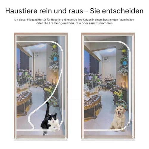 Ancsttu Katzengitter Balkontür, Katzengitter Für Tür Mit Reißverschluss Haustiersichere Mesh Tür, Verdickte Katzenschutzgitter Für Wohnzimmer, Küche, Schlafzimmer