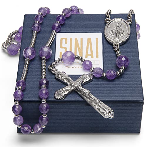 Our Lady Rosary Beads Catholic for Women, Miraculous Medal original Amethyst and Stainless Steel Rosary4