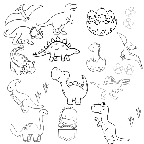 Image of Dinosaurs Assorted Ready-to-Use Embroidery Design Transfers on Stick and Stitch Water Soluble Sewing Stabilizer Paper for Hand Embroidery Kit Thread Art Projects (Dinosaurs)