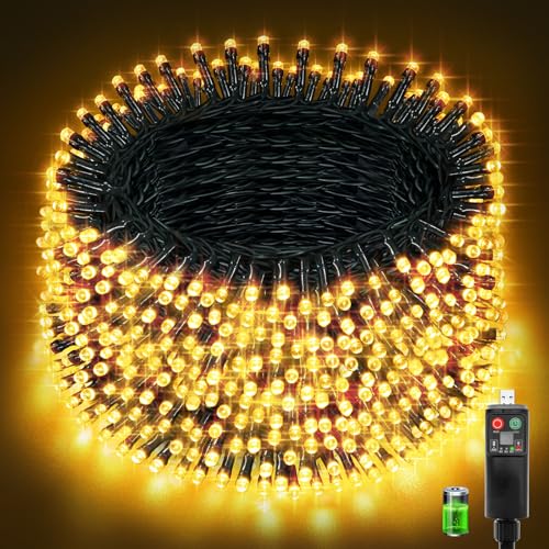Lichterkette Außen Batterie USB Aufladbare, Weihnachtsbaum Innen Deko...