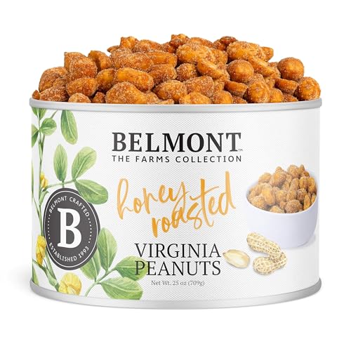Image of Belmont Peanuts Gourmet Honey Roasted Virginia Peanuts, 25 oz (1 Pack) - Only 8 Simple Ingredients, No Preservatives, 6g Protein - A Premium, Sweet, Salty, Crunchy, Hand Seasoned Snack
