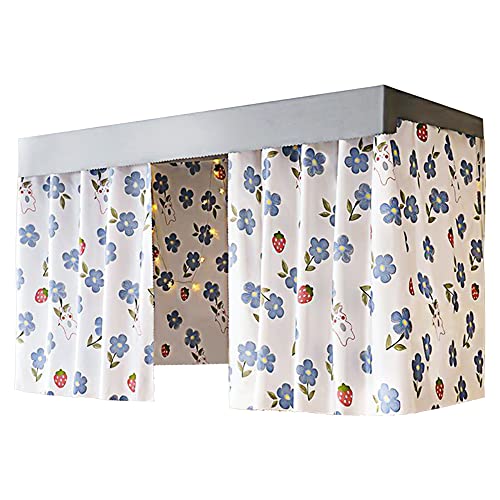 Image of Cute Bottom Bunk Bed Curtain Student Dormitory Blackout Cloth Mosquito Nets Bedding Tent Bed Canopy Single Sleeper, Strawberry Flower