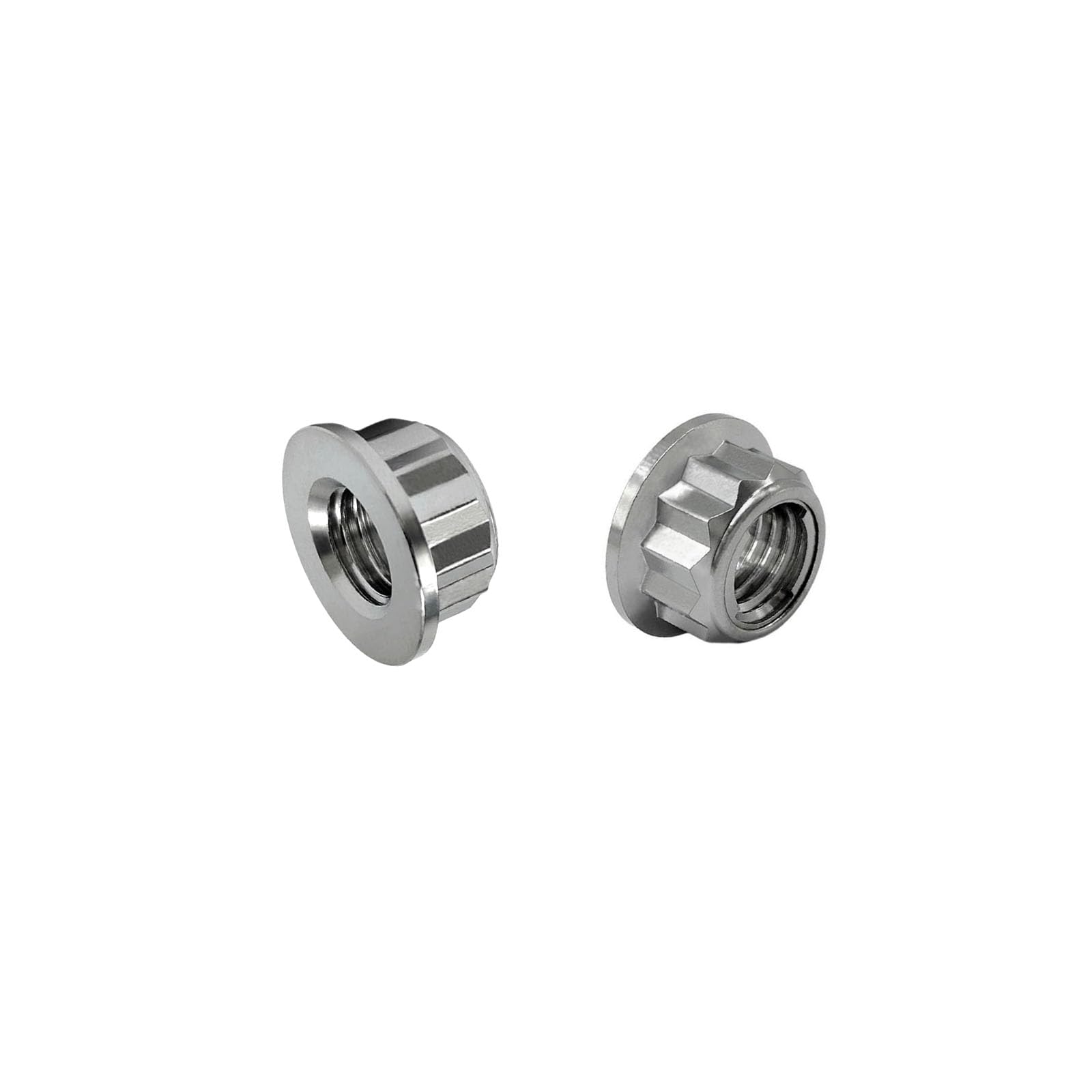 RISON-Titanium Écrous à Bride en Titane M8, Écrous Bi-hexagonal 12PT, Écrou Sécurité Autofreiné Avec Filetage, Écrou de Blocage avec Bride Contre-écrou de Pignon de Moto, 5 Unités