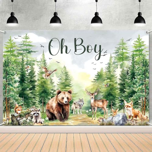 Fondos Para Baby Shower Tema Bosque Verde 7x5ft miniatura 2