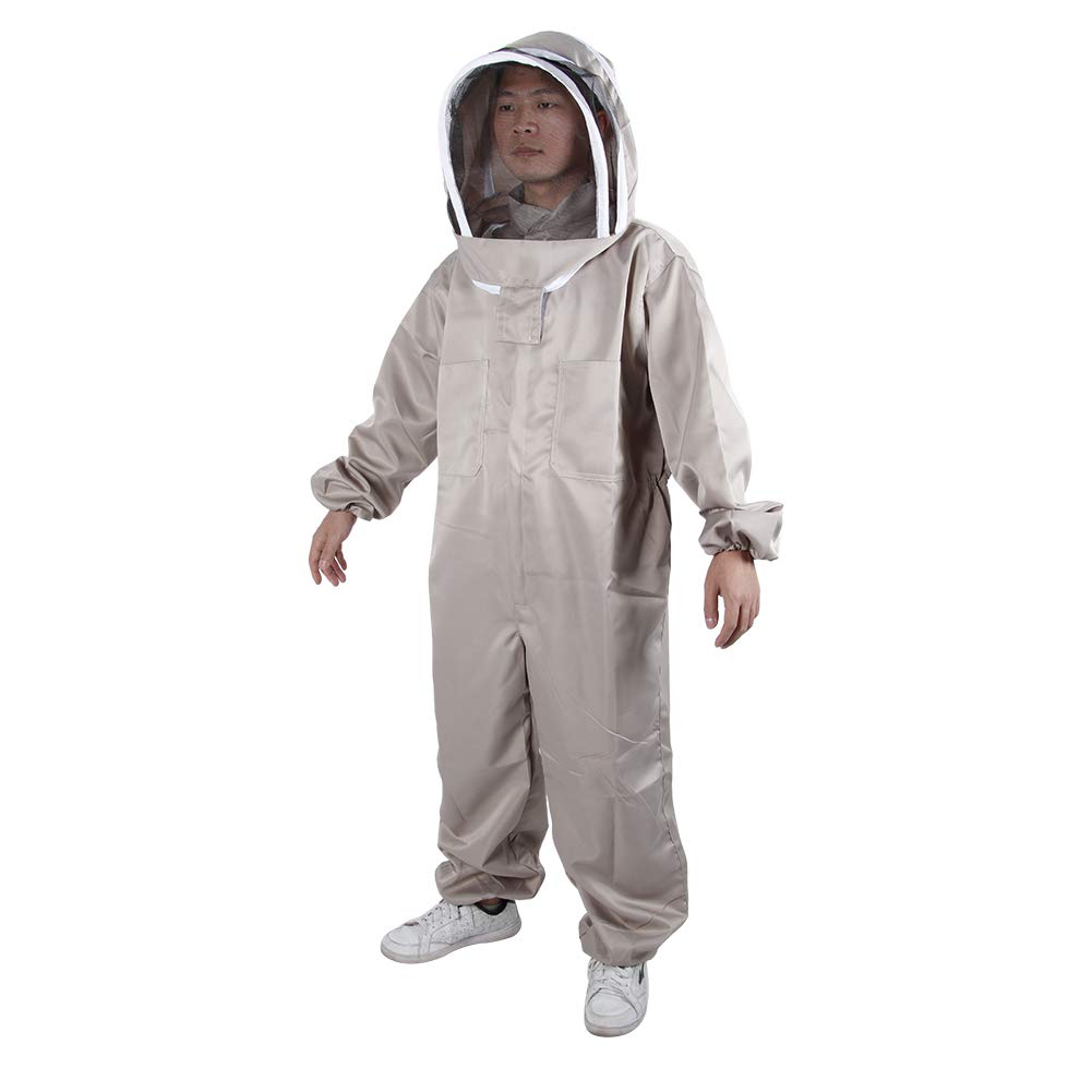 Traje de Apicultor con Capucha de una Pieza Berezo Protective Ropa Anti -Bee Equipo de Apicultura de algodón Duradero para apicultores Gris 180 190 cm