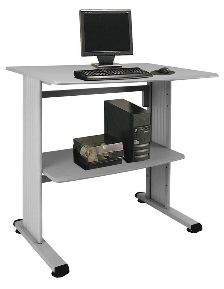 Buddy Products Stand Up Workstation with Beveled Edge, 26.5 x 39.75 x 36.75 Inches, Gray (6461-18)