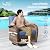 PHI VILLA Patio Furniture Set, 6 Pieces Wicker Outdoor Conversation Set with 2 High Back Patio Swivel Chairs, 3-Seat Rattan Patio Sofa Couch, 2 Muti-Functional Ottomans (Navy Blue Cushions)