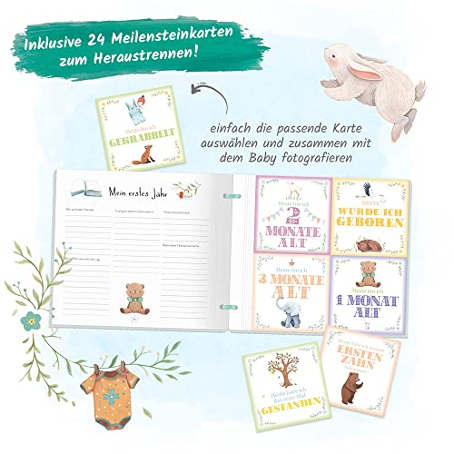 Trötsch Babyalbum Unser Baby Das erste Jahr: Erinnerungsalbum zum Eintragen Geschenkbuch Baby einkleben selbst gestalten Fotos Meilensteinkarten, Yellow