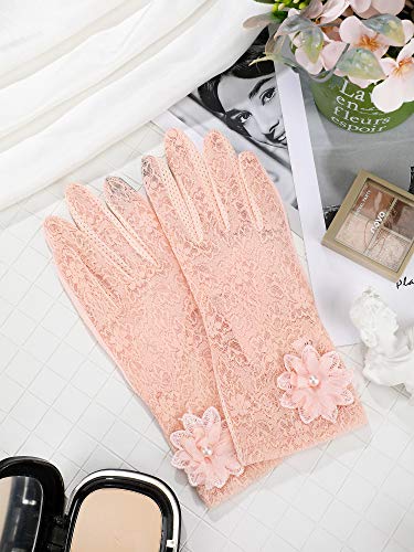Satinior Lace Gloves Women Short Floral Gloves Fingerless Gloves Tea Party Gloves For Halloween Wedding Party thumb #6