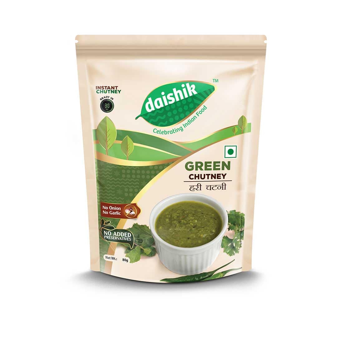 Daishik – Green Chutney - 80gm Instant-Chutney| Ready-in-Seconds| Delicious & Ready-to-Eat | No Onion, No Garlic | No Preservatives or Additives| No Artificial Colors (B0CNZG778X) Amazon Price History, Amazon Price Tracker