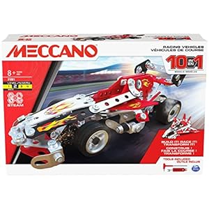 MECCANO – 10 Modelos DE Coches DE Carrera – 10 Modelos de Coches de Carrera para Construir – Juego de Construcción con 2 Herramientas y 225 Piezas – 6060104 – Juguetes Niños 8 años +