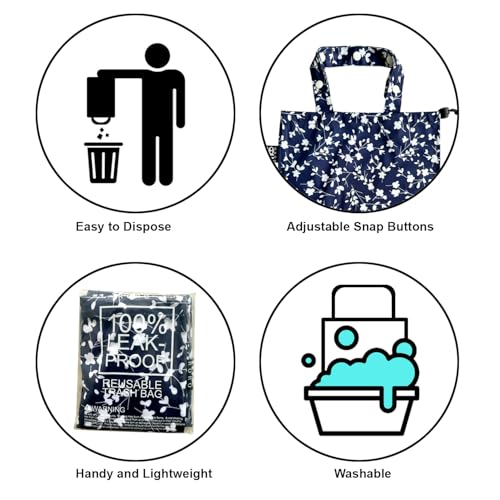 Image of Cute Hanging Car Trash Garbage Bag 100% Leakproof Waterproof Multipurpose for Car Back Front Seat Console with Hanging Strap (Small Flowers)