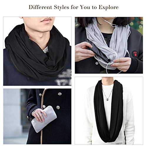 DECDEAL Lenço de bolso com zíper macio para mulheres moda outono inverno quente e sólido azul O ring