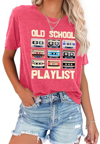 LAZYCHILD 80s Shirt for Women 90s Shirts: Old School Playlist T-Shirt Cassette Tape Graphic 80s Music Concert Tee Tops4