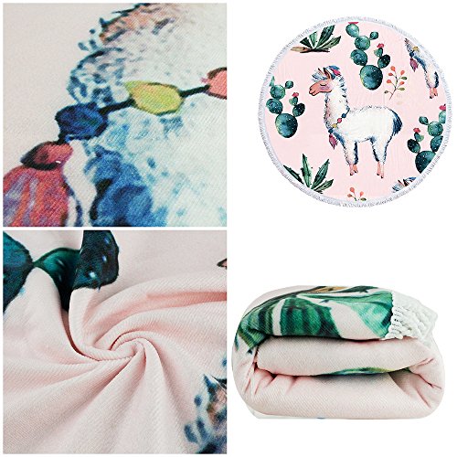 Violet Mist Microfiber Beach Towels Oversized Round Alpaca Beach Blanket Sand Free Quick Dry Hippie Boho Circle Bath Towel Absorbent Bohemian Beach Yoga Mat Table Cloth Throw Fringe Tapestry 60" A #TOP3