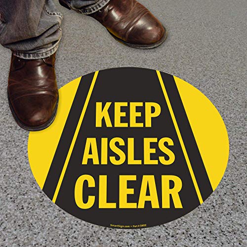 SmartSign "Keep Aisles Clear" Anti Slip Adhesive Floor Sign |