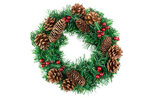 Clever Creations Christmas Wreath with Sprouted Pine Cones and Berries | Perfect for Interior or Exterior Christmas Decor | Hang...
