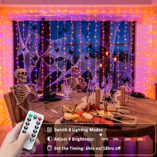 Image of JMEXSUSS 200 LED USB Plug in Orange and Purple Halloween Lights