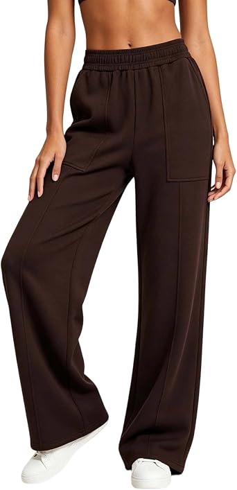 Ladies Lightweight Waist Sweatpants Elastic Vertical Seam Straight Trousers Fall Everyday Loungewear Casual Bottoms