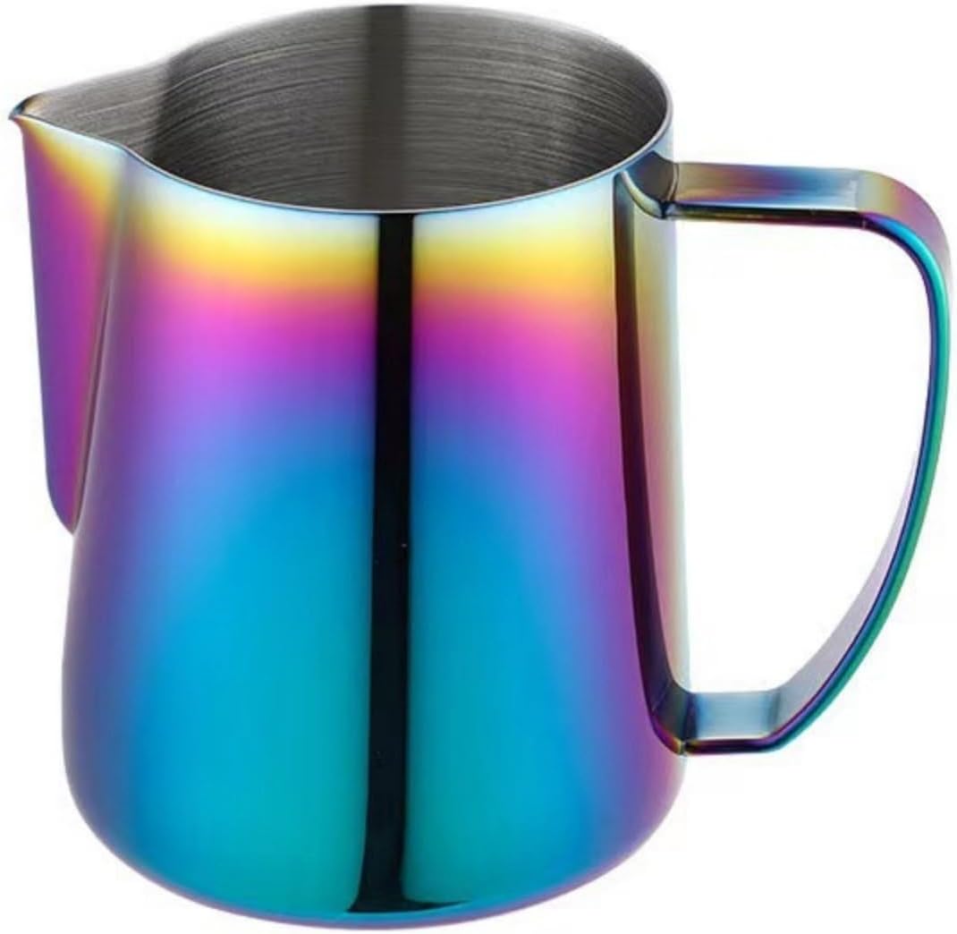Milk Frothing Pitcher Internal and External Scale Flower Vat Fancy Frother Cup Coffee Coffee Bar Cappuccino(Silver,2000ml)