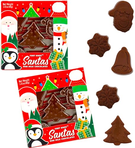 Fruidles Christmas Santas Mini Milk Chocolates Snack, Holiday Treats, Kosher Certified Dairy, 1.41 Oz (2-Pack)
