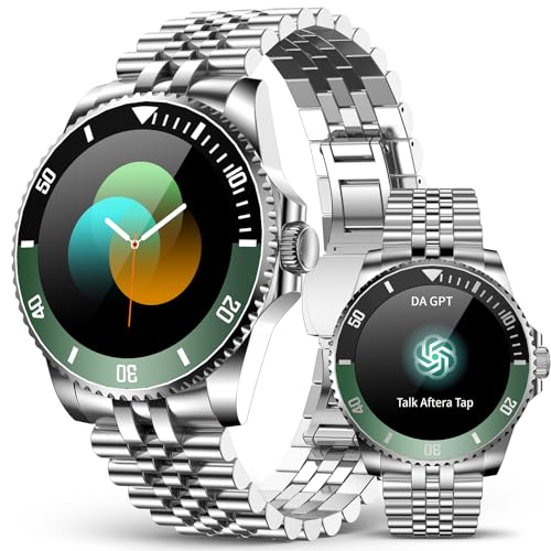AI Smart Watch, DA GPT AI Waterproof Smartwatch, 1.19-inch AMOLED Display, 24/7 Heart Rate, Blood Oxygen, Blood Pressure, Sleep Monitor, 107 Sports Modes, Compatible Android and iOS Silver G
