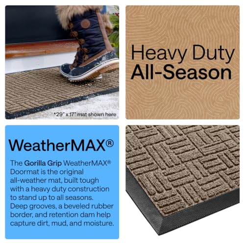 Image of GORILLA GRIP WeatherMAX Door Mat, Indoor Outdoor Use, 47x35, Beige Maze