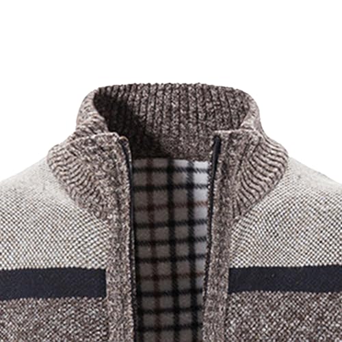 Men's Casual Knitted Stand Collar Sweater Full Zip Cardigan Knitted Sweater Relaxed Fit Stripe Print Sweaters4