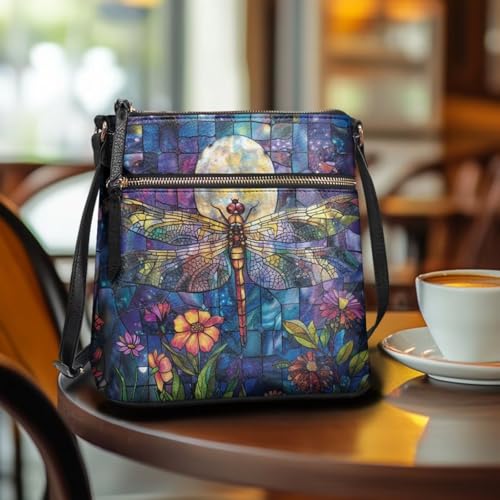 Image of Leather Women Crossbody Hobo Bag Satchel Purse Handbag with Adjustable Shoulder Strap and Zipper Pockets