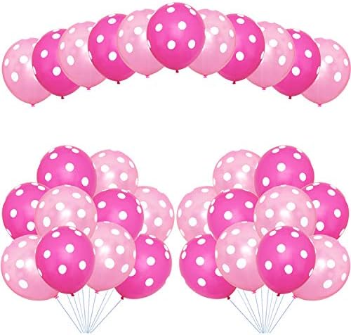 Party Balloons, 12inch Pink Polka Dot Balloons, Party Decoration Compatible Wedding Birthday Baby Shower Graduation party Christmas Party (100 Pcs)