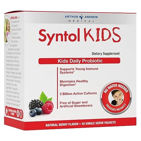 Arthur Andrew Medical, Syntol Kids, Daily Probiotic Supplement for Digestive Health and Young Immune Systems, No Sugar or Artificial Sweeteners, Berry Flavor, Vegan, 30 Sachets Cover
