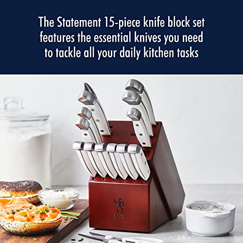 HENCKELS Statement Razor-Sharp 15-Piece White Handle Knife Set with Block, German Engineered Knife Informed by over 100 Years of Mastery - Image 3