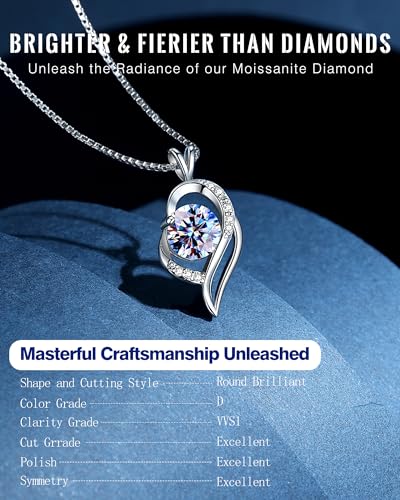 Moissanite Diamond Necklace for Women with Rose Gold Compact Mirror & Message Card, Gifts for Women/Wife/Girlfriend/Soulmate, Sterling Silver Necklace, Best Jewelry Gift for Her3