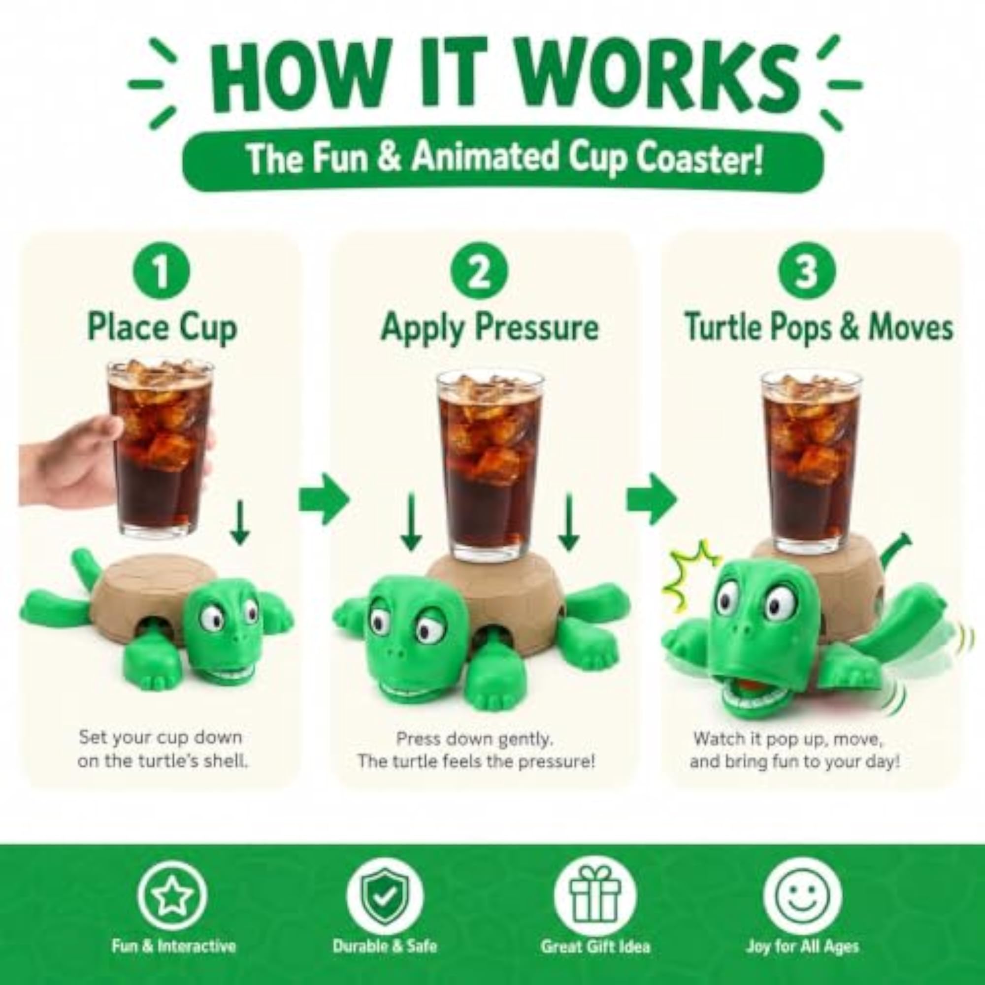 Turtle Coaster with Funny Expression, Gift for Home