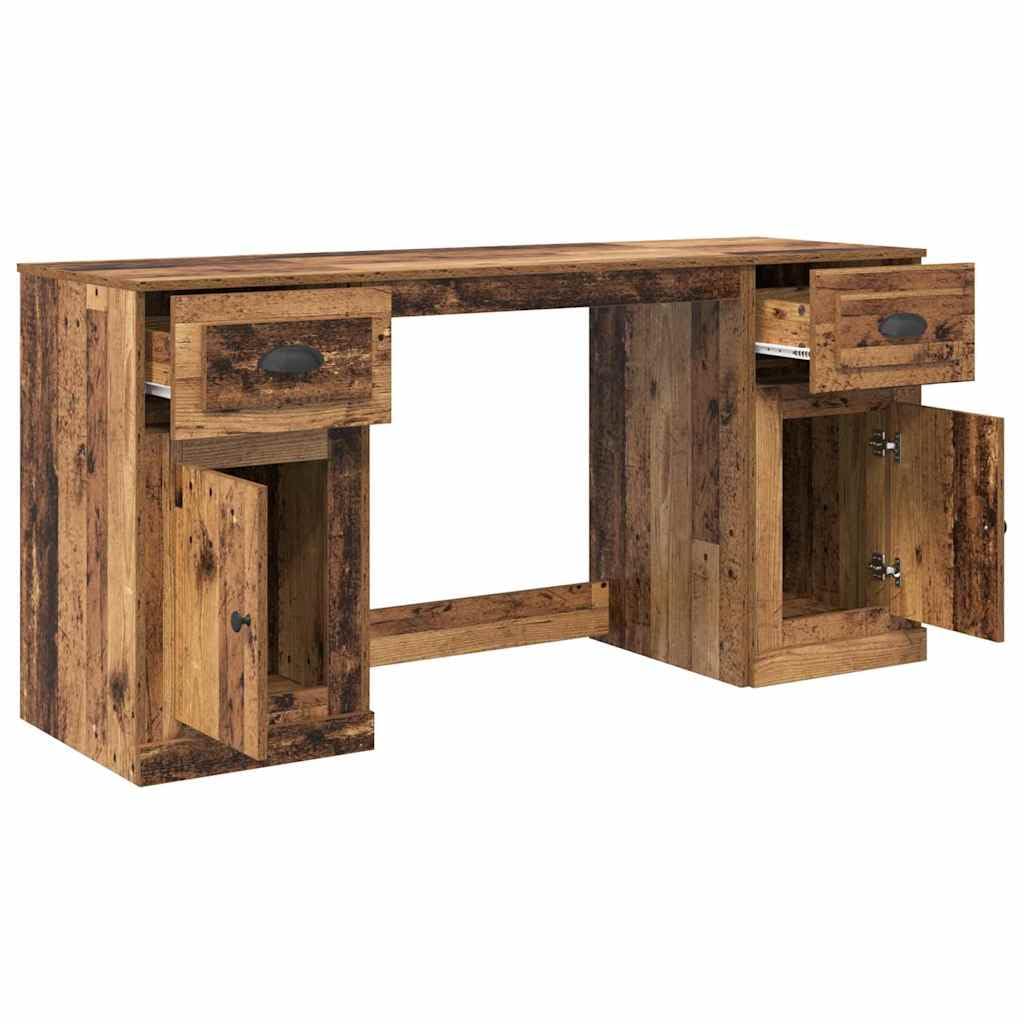 Bureau avec Armoire en Bois d'Ingénierie, Style Mural, Compact