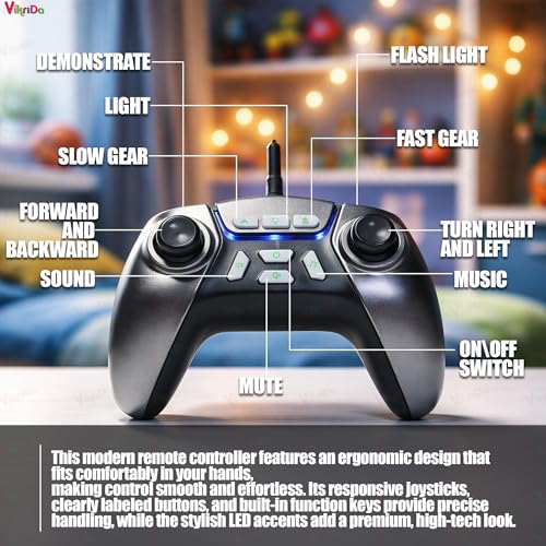 Image of VikriDA RC Transporter Truck Toy with 4 Mini Cars - 14 inch Remote Control Semi Trailer, Lights & 2 Rechargeable Batteries, Fun Carrier Truck for Kids