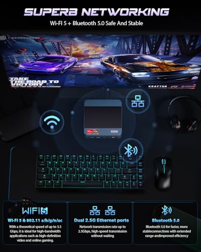 Image of BOSGAME E5 11 Pro Mini PC, AMD Ryzen 5300U 4C / 8T, 8GB DDR4 256GB M.2 2280 SSD, 2.5 GbE Dual Lan Desktop Computers, Triple Displays 4K 60Hz, Wi-Fi 5, BT 5.0, Business Home Office PC, Support Linux SSH