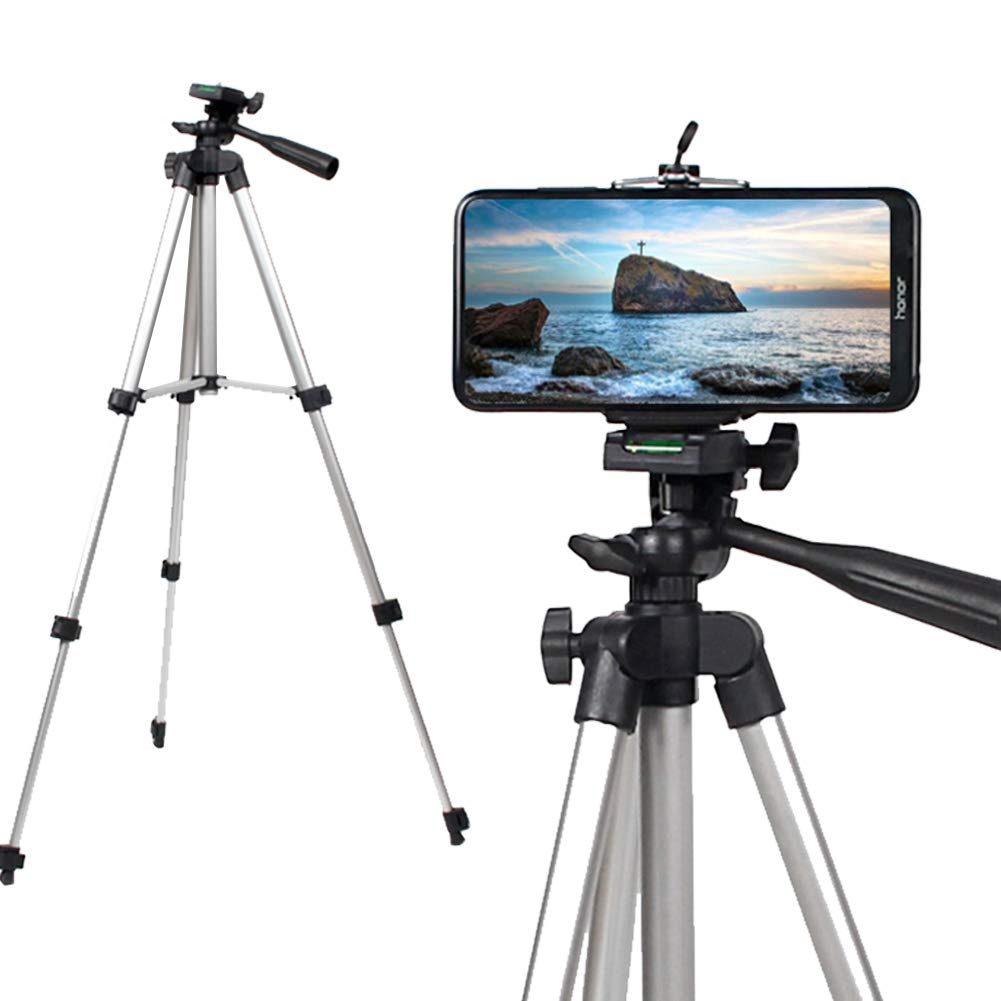 Treppiede estensibile in alluminio leggero con clip per telefono e borsa per il trasporto per fotografia, registrazione video e vlogging