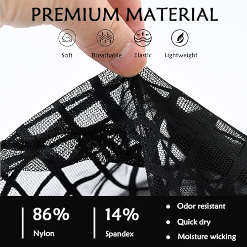 Men's Underwear Sexy Mesh See Through Boxer Briefs Breathable Shorts Trunks with Bulge Pouch3