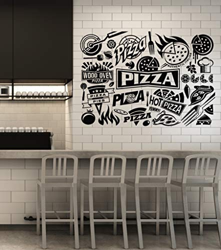 Wallstickers4Ever Vinyl Wall Decal Italian Food Business Pizza Store Pizzeria Restaurant Stickers Mural Large Decor (G4792) Black #TOP16